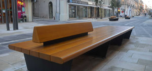 banco público / moderno / de madera maciza / de acero