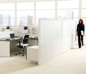 separador para oficinas para suelo / en encimera / de cristal / de madera
