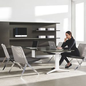 mesa de reuniones moderna / de madera / de metal / rectangular