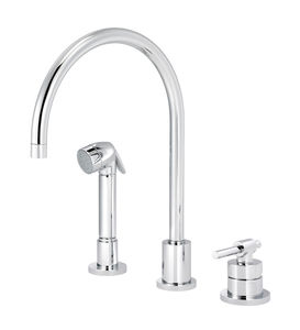 grifo monomando de metal cromado / para cocina / con 3 orificios