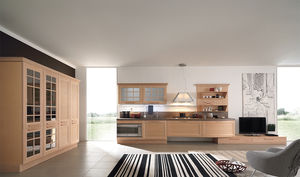 cocina clásica / de madera / con isla / ecológica
