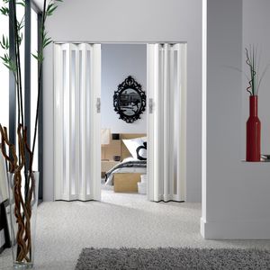 puerta de interior / plegable / de madera / semividriada