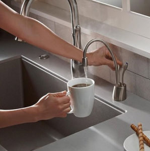 grifo monomando para lavabo / de acero inoxidable / para cocina / con 1 orificio