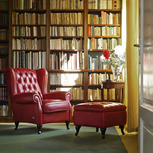 sillón Chesterfield / de cuero / con reposapiés / Bergere