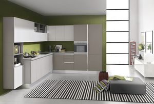 cocina moderna / de material laminado / lacada / sin pomos
