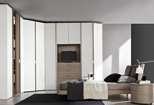 armario de esquina / moderno / de madera / con puertas batientes