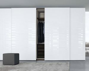 armario moderno / de vidrio lacado / con puertas corredizas