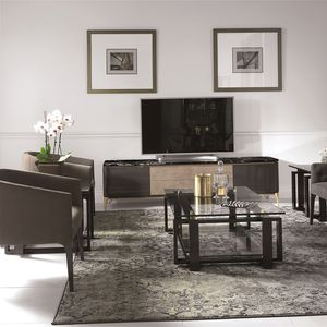 mueble de televisión moderno / lowboards / de madera / de cuero