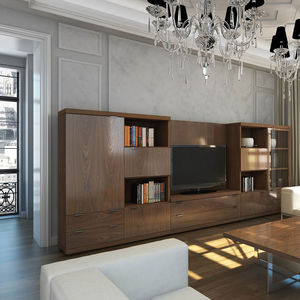 mueble TV moderno / de madera / de vidrio