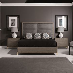 cama de matrimonio / moderna / con cabecero tapizado / de tejido