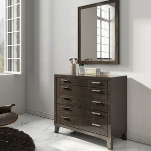 espejo de pared / moderno / rectangular / de madera