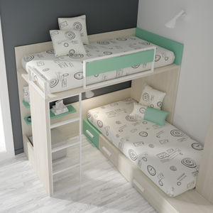cama simple / en ángulo / moderna / de melamina
