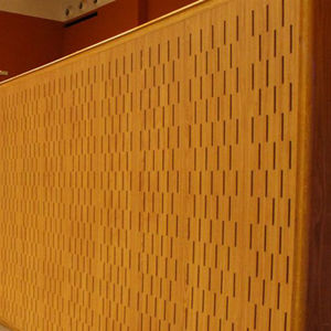 falso techo de madera / tipo panel / acústico / ignífugo