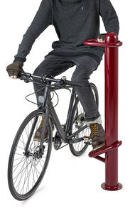 bolardo de protección / de acero / fijo / con reposapiés para ciclistas