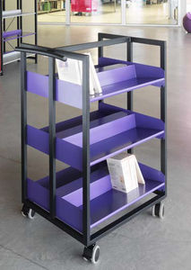 estantería con ruedas / moderna / de metal / para biblioteca