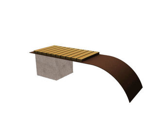 banco público / moderno / de madera / de acero galvanizado