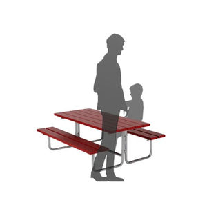 conjunto de mesa y banco moderno / de madera / de acero galvanizado / de exterior