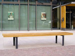 banco público / moderno / de madera / de acero galvanizado