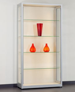 vitrina moderna / de vidrio / de madera / de aluminio anodizado