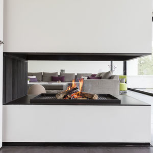 chimenea de leña / moderna / de diseño original / hogar abierto