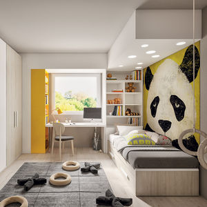 habitación para niños blanca / amarilla / de madera lacada / unisex