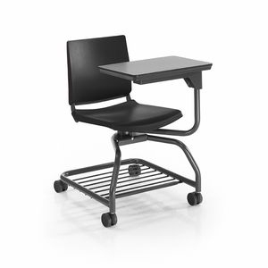 silla de conferencia con ruedas / con mesita / ergonómica / de aluminio