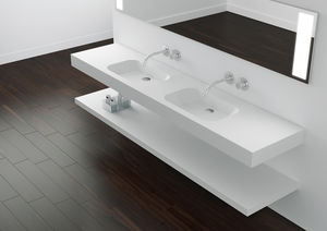 lavabo suspendido / rectangular / de mineral compuesto / moderno