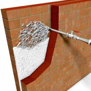 aislante térmico / de lana de vidrio / de pared / proyectado