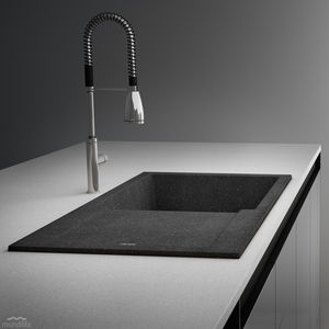 fregadero de 1 cubeta / de material compuesto / con escurridor