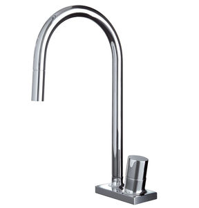 grifo monomando de metal cromado / de latón / para cocina / con 1 orificio