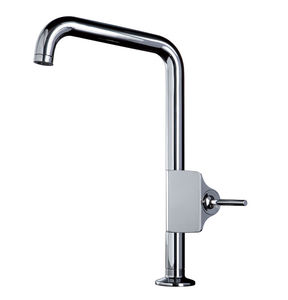 grifo monomando de metal cromado / para cocina / con 1 orificio / con caño giratorio