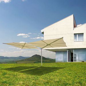 sombrilla doble / para el sector servicios / de aluminio / de tela