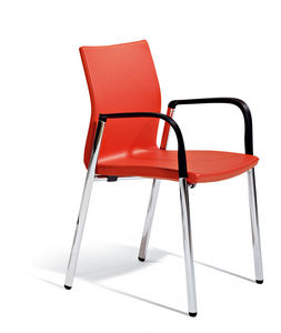 silla de conferencia con reposabrazos / tapizada / con ruedas / ajustable en altura