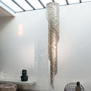 lámpara araña moderna / de aluminio / de acero inoxidable / halógena