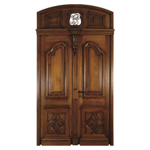 puerta de entrada / abatible / de roble / de nogal