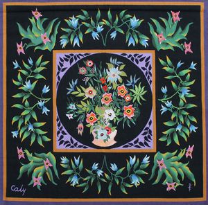 tapiz moderno / con motivos florales / de lana