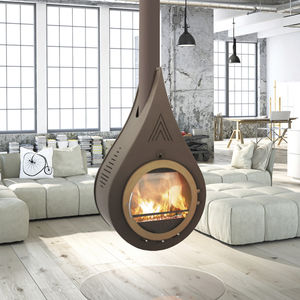chimenea de leña / moderna / hogar cerrado / de libre instalación