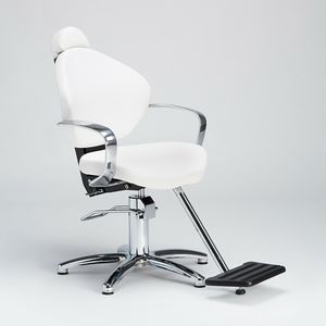 sillón de maquillaje de metal / de cuero artificial / con pie hidráulico / ajustable