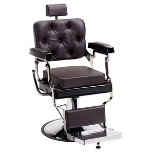 sillón de barbero de cuero / de metal cromado / con reposapiés / con reposacabezas