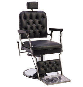 sillón de barbero de cuero / de cuero artificial / con reposapiés / con reposacabezas