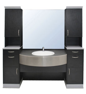 mueble de lavabo de pie / de madera / moderno / con espejo