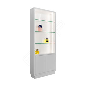 vitrina moderna / de vidrio / de madera / con luz