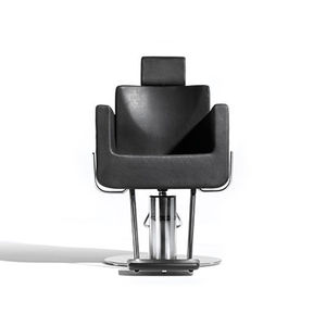 sillón de barbero de metal cromado / de cuero artificial / con reposapiés / con reposacabezas