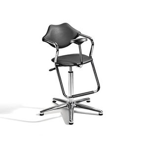 sillón de peluquería de tejido / de cuero artificial / con reposapiés / ajustable en altura