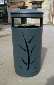 cubo de basura público / de libre instalación / de acero galvanizado / de acero con revestimiento en polvo
