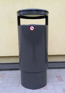 cubo de basura público / de acero galvanizado / de acero con revestimiento en polvo / con cenicero integrado