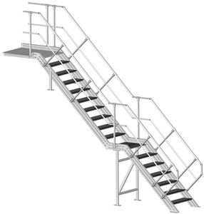 escalera recta / con peldaños de metal / estructura de metal / sin contrahuellas