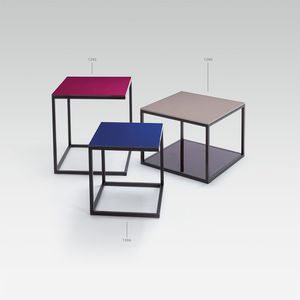 mesa de centro moderna / de metal / de material laminado / cuadrada