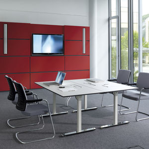 mesa de conferencia moderna / de metal cromado / rectangular / modular