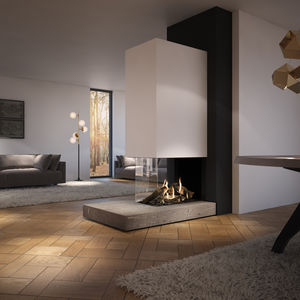 chimenea de gas / moderna / hogar cerrado / de 3 caras